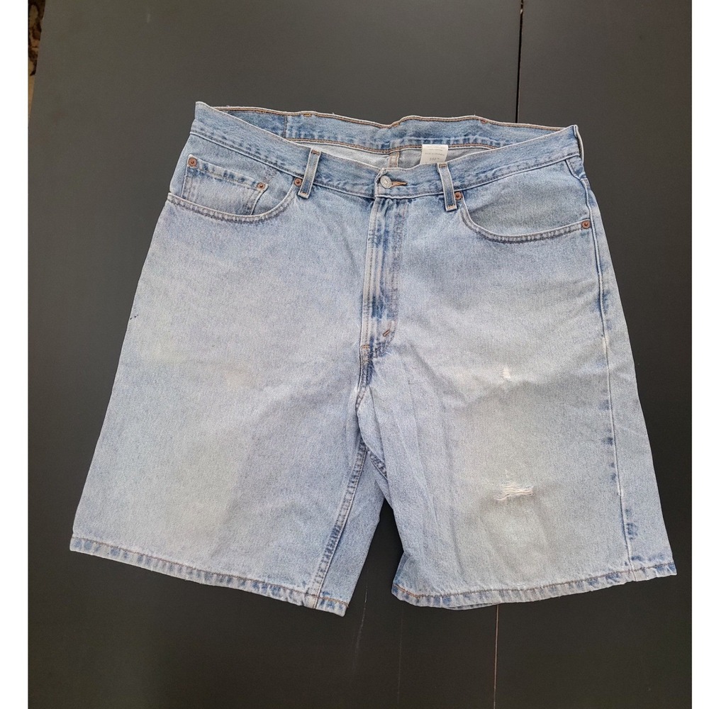Levis 550 Relaxed Fit Denim Shorts Mens 38 Light Wash Blue Cotton Jean Shorts